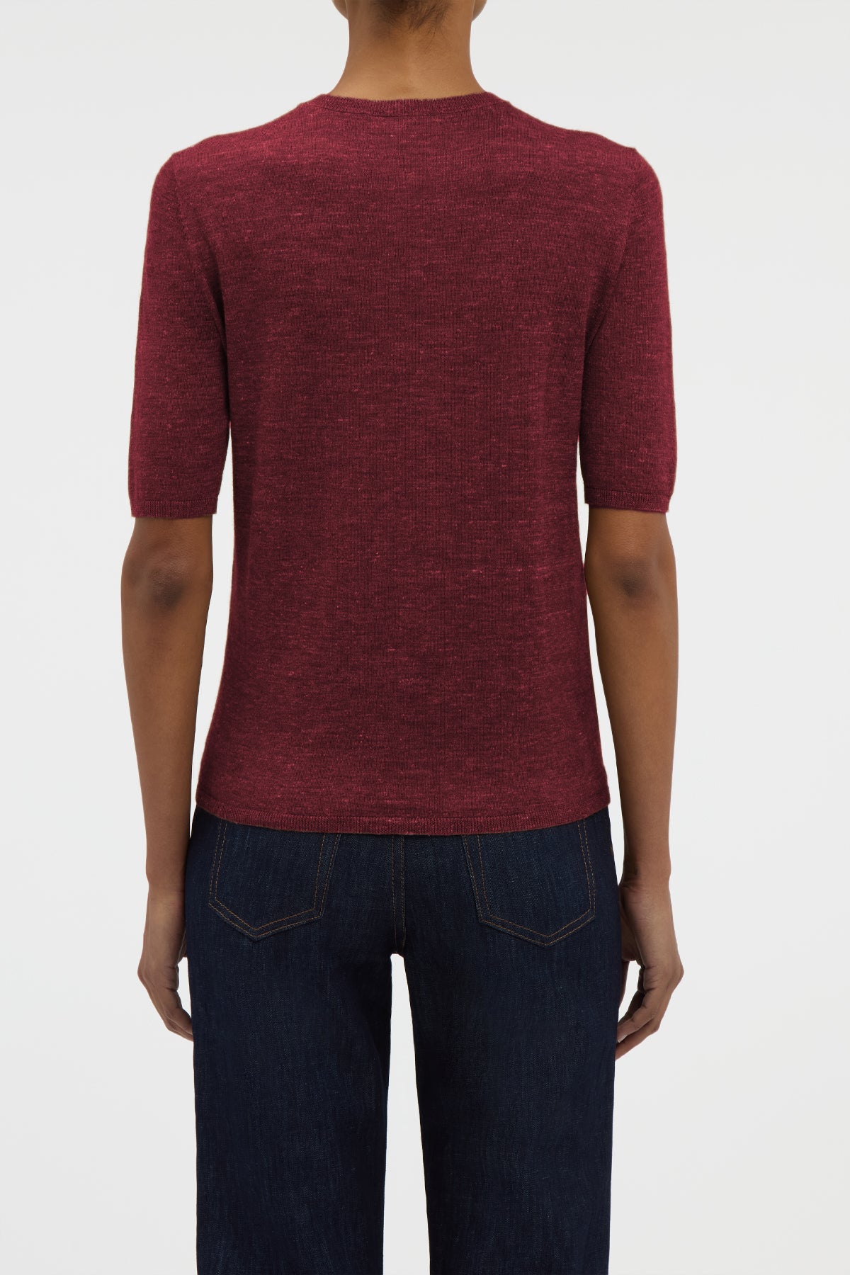 Chryse Knit T-Shirt  in Bordeaux Cashmere Silk with Hemp