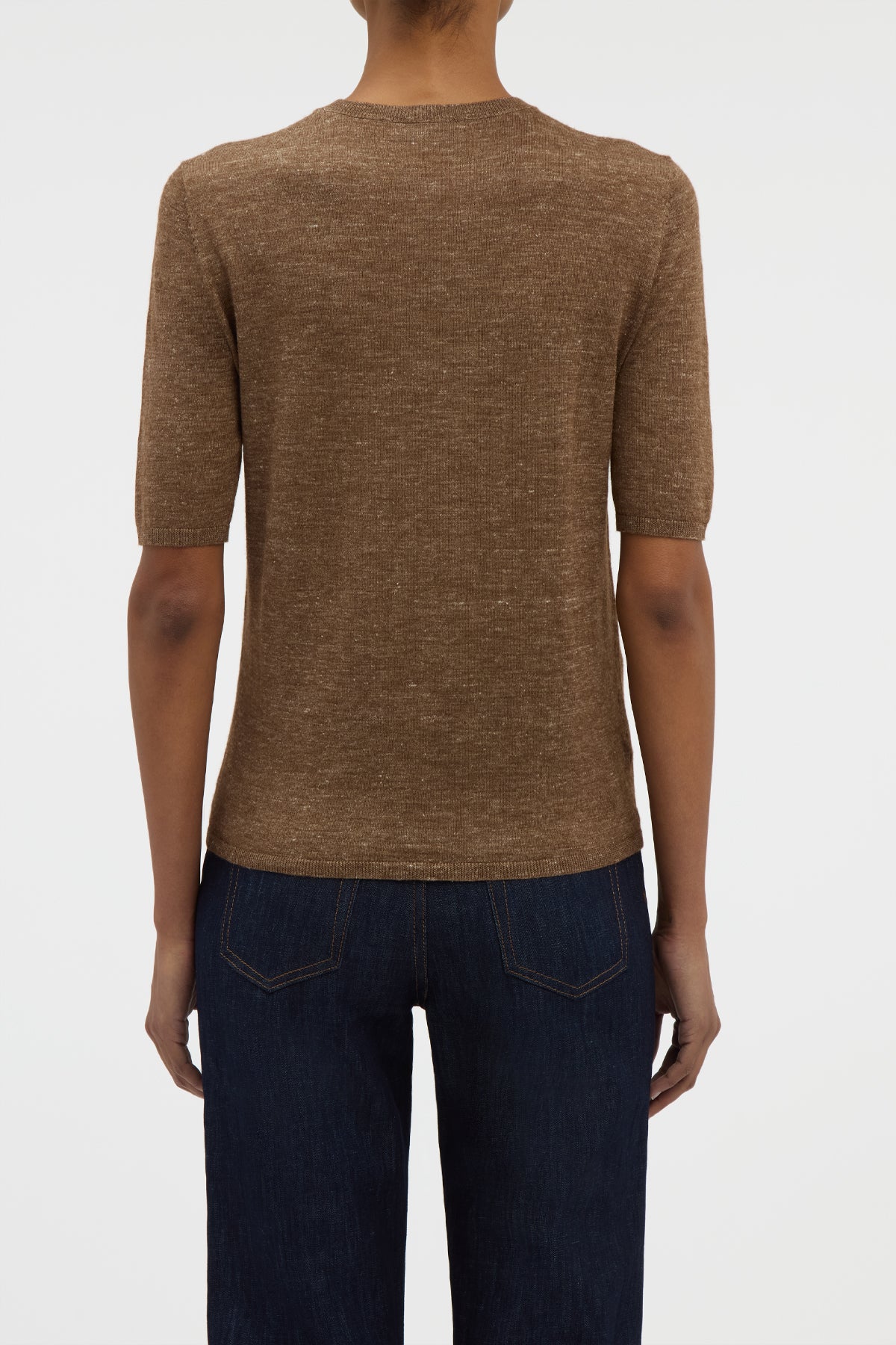 Chryse Knit T-Shirt in Chestnut Cashmere Silk with Hemp
