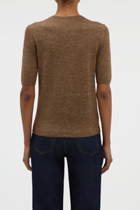 Chryse Knit T-Shirt in Chestnut Cashmere Silk with Hemp