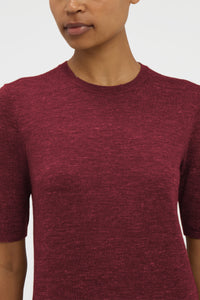 Chryse Knit T-Shirt  in Bordeaux Cashmere Silk with Hemp