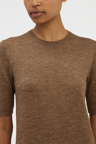 Chryse Knit T-Shirt in Chestnut Cashmere Silk with Hemp