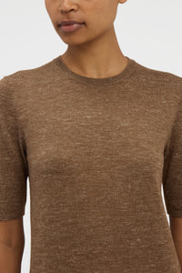 Chryse Knit T-Shirt in Chestnut Cashmere Silk with Hemp