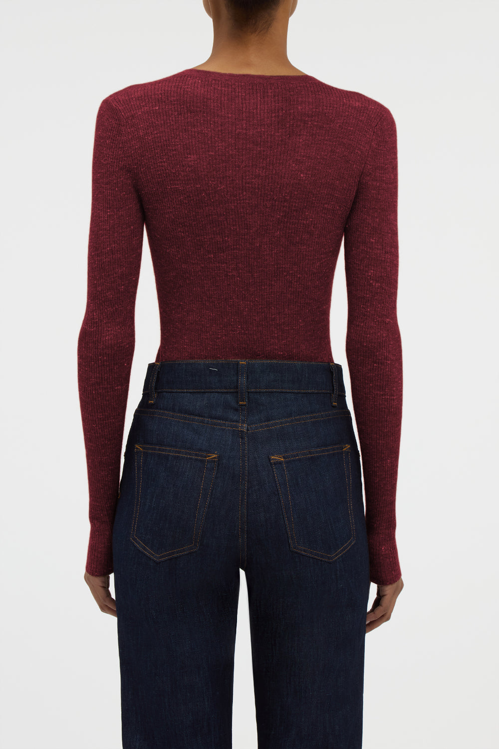 Aiste Knit Cardigan in Bordeaux Cashmere Silk with Hemp