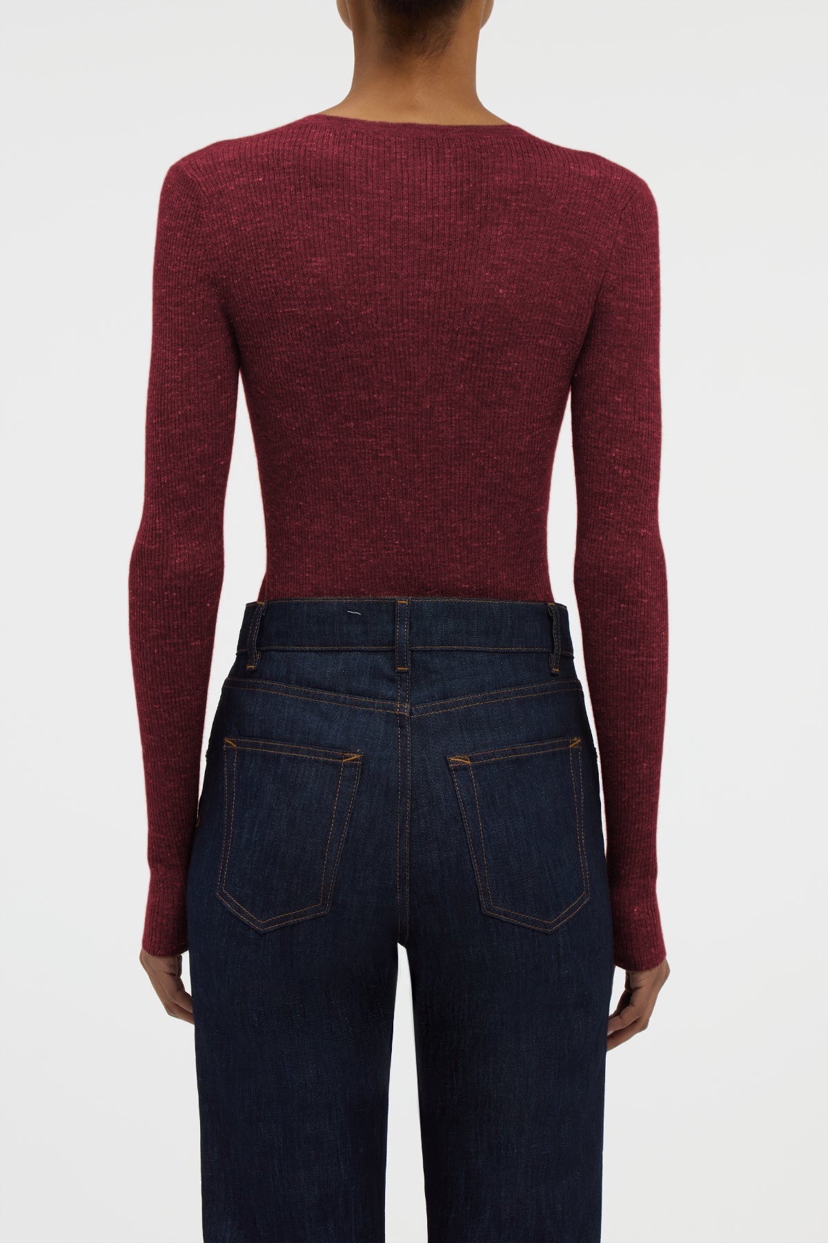 Aiste Knit Cardigan in Bordeaux Cashmere Silk with Hemp