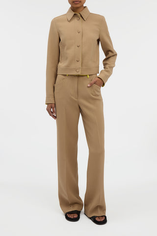 Norman Wide-leg Pant in Camel & Citrine Virgin Wool Crepe