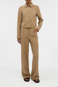 Norman Wide-leg Pant in Camel & Citrine Virgin Wool Crepe