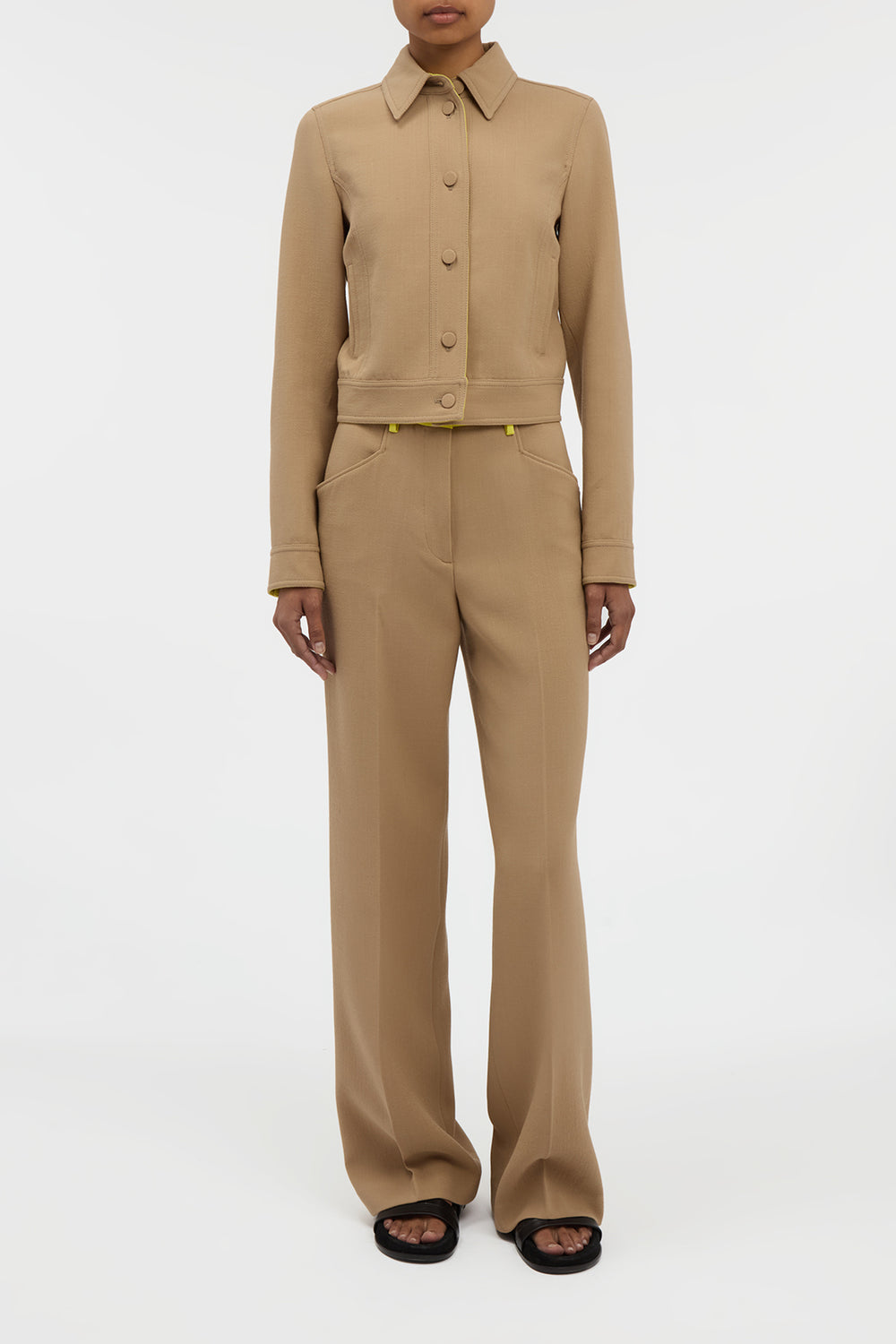 Thereza Jacket in Camel & Citrine Virgin Wool Crepe