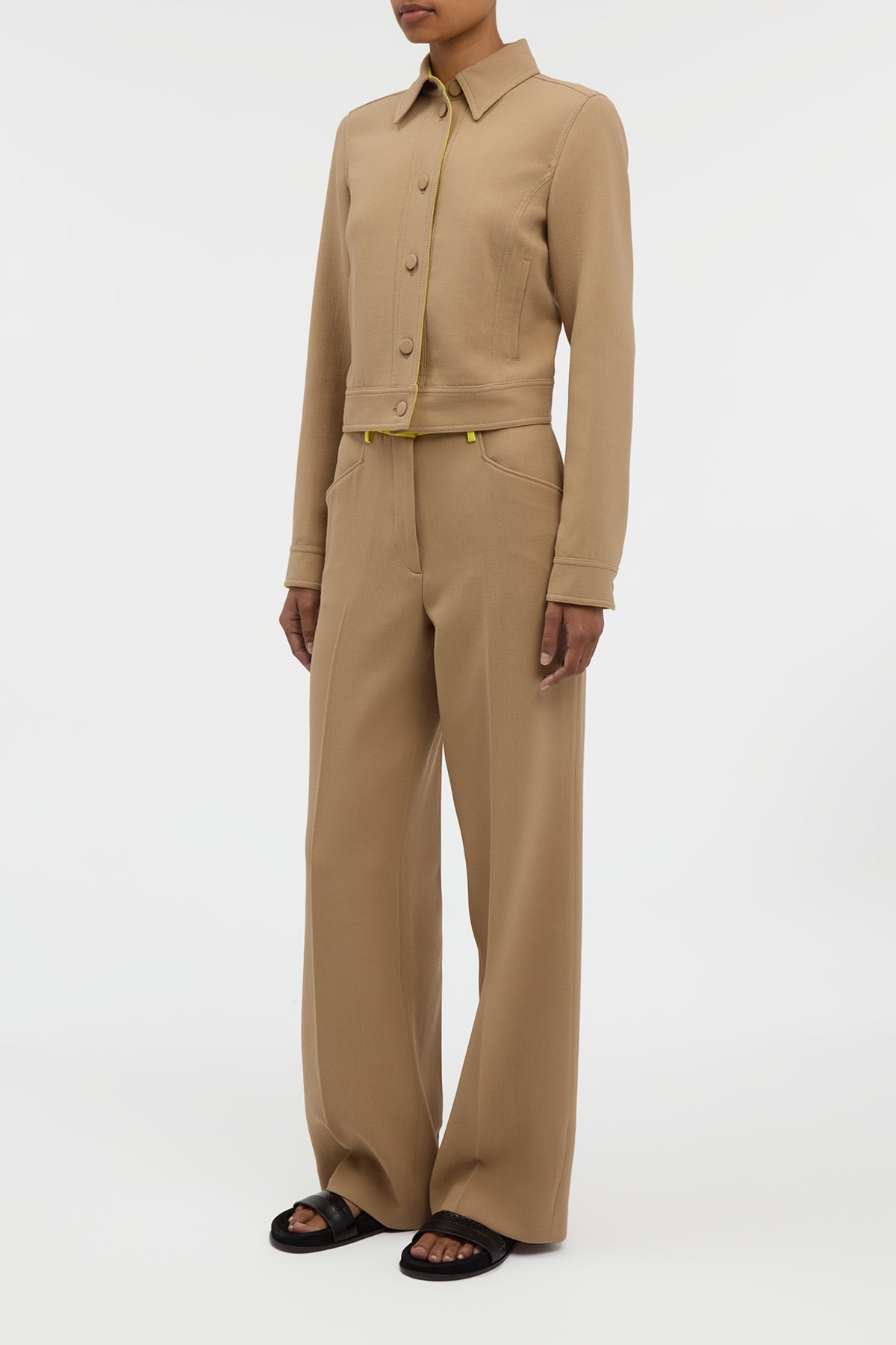 Thereza Jacket in Camel & Citrine Virgin Wool Crepe