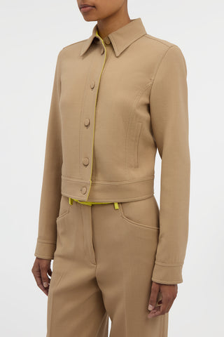 Thereza Jacket in Camel & Citrine Virgin Wool Crepe