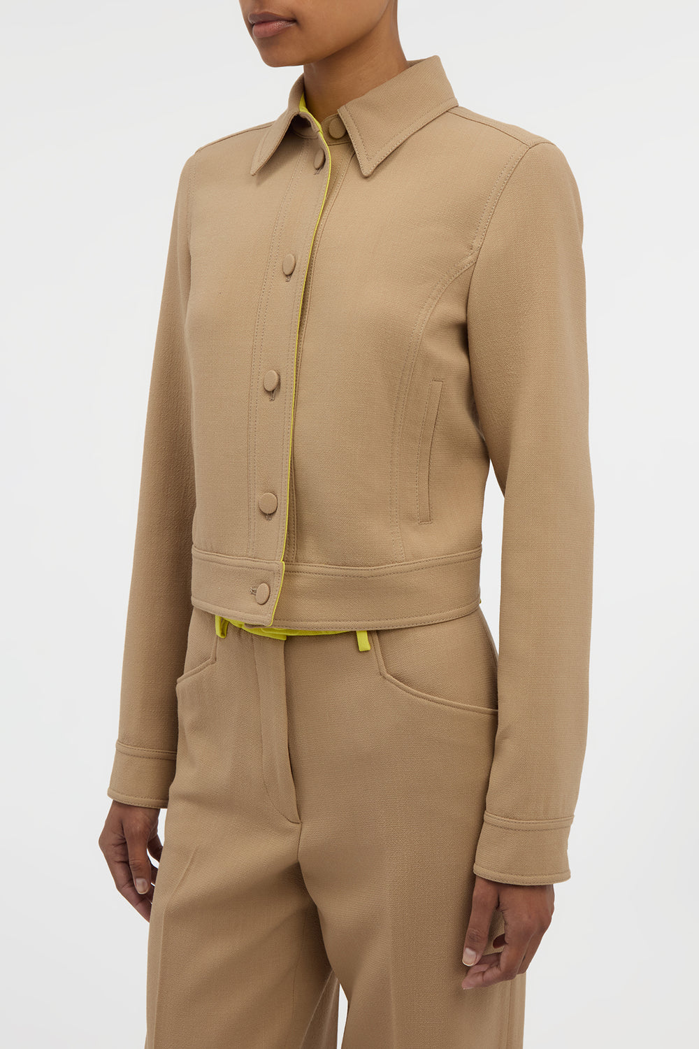 Thereza Jacket in Camel & Citrine Virgin Wool Crepe