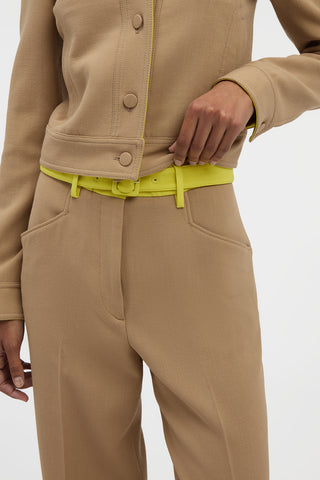 Norman Wide-leg Pant in Camel & Citrine Virgin Wool Crepe