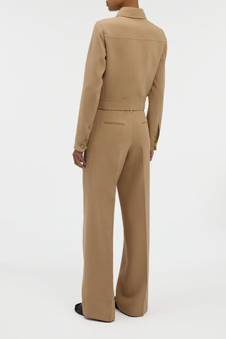 Norman Wide-leg Pant in Camel & Citrine Virgin Wool Crepe