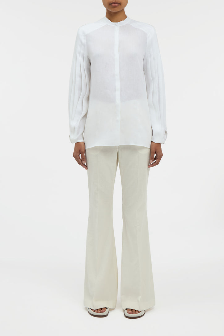 Ianthe Flare Pant in Ivory Sea Island Cotton Corduroy