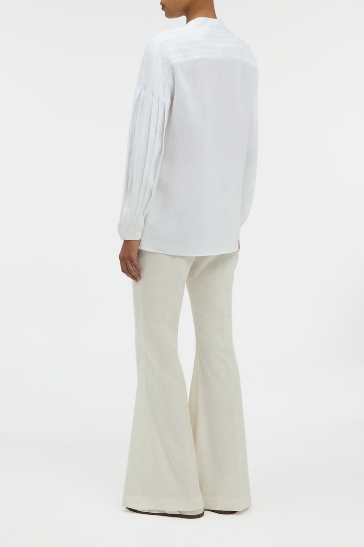 Ianthe Flare Pant in Ivory Sea Island Cotton Corduroy