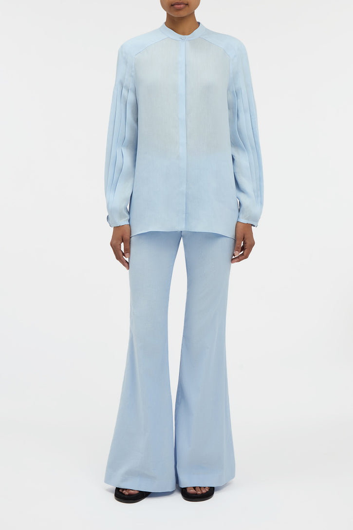 Laetitia Blouse in Light Blue Aloe Linen