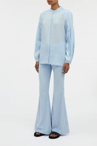Laetitia Blouse in Light Blue Aloe Linen
