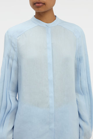 Laetitia Blouse in Light Blue Aloe Linen