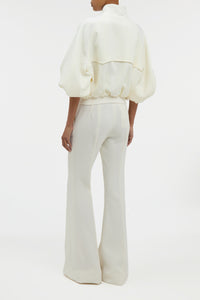 Rhein Flare Pant in Ivory Virgin Wool Crepe