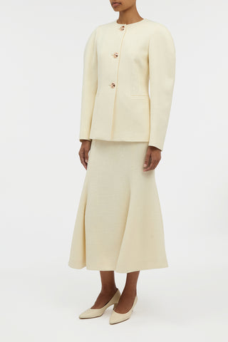 Patterson Skirt in Ivory Virgin Wool Silk Slub