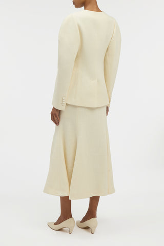 Patterson Skirt in Ivory Virgin Wool Silk Slub