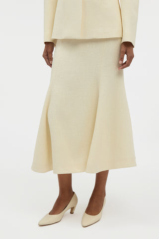 Patterson Skirt in Ivory Virgin Wool Silk Slub
