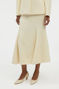Patterson Skirt in Ivory Virgin Wool Silk Slub