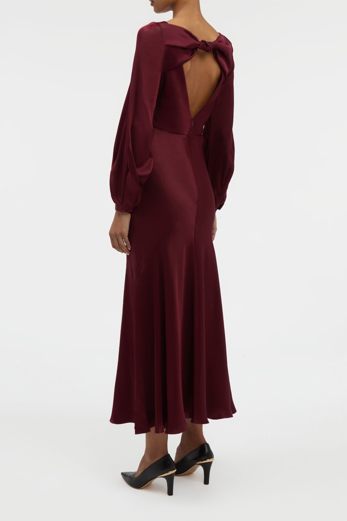 Peyton Maxi Dress In Bordeaux Silk Satin