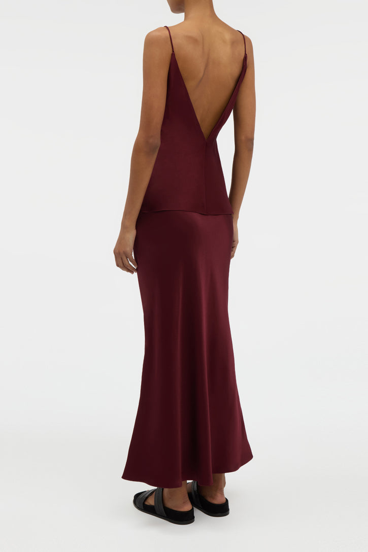 Maria Top in Bordeaux Silk Satin