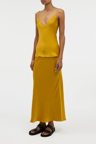 Maria Top in Golden Birch Silk Satin