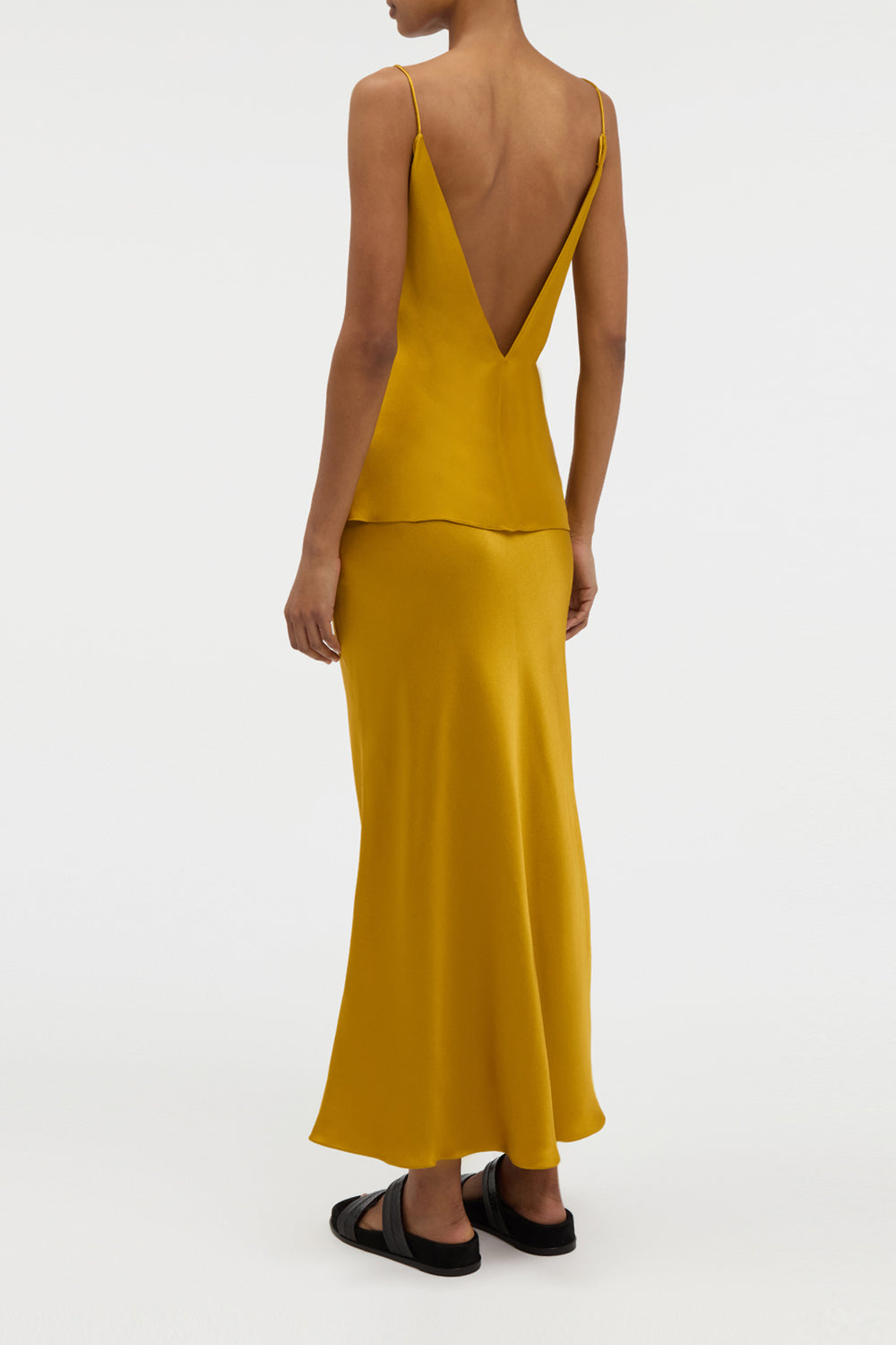 Maria Top in Golden Birch Silk Satin