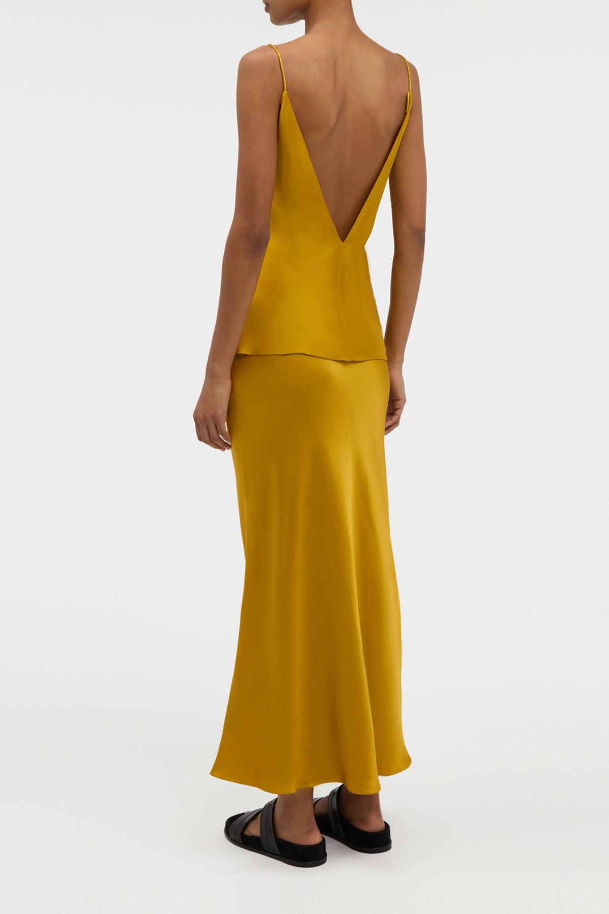 Maria Top in Golden Birch Silk Satin