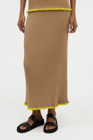 Kavya Knit Maxi Skirt in Camel Cashmere Silk
