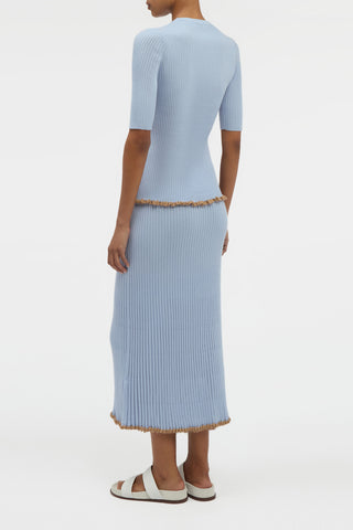 Kavya Knit Skirt in Halogen Blue Cashmere Silk