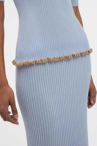 Mireya Knit Top in Halogen Blue Cashmere Silk