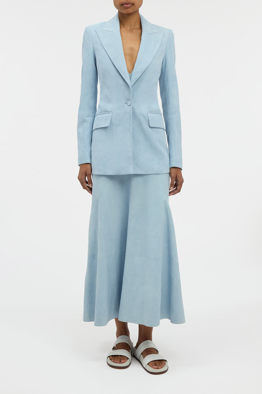 Leiva Blazer in Light Blue Suede