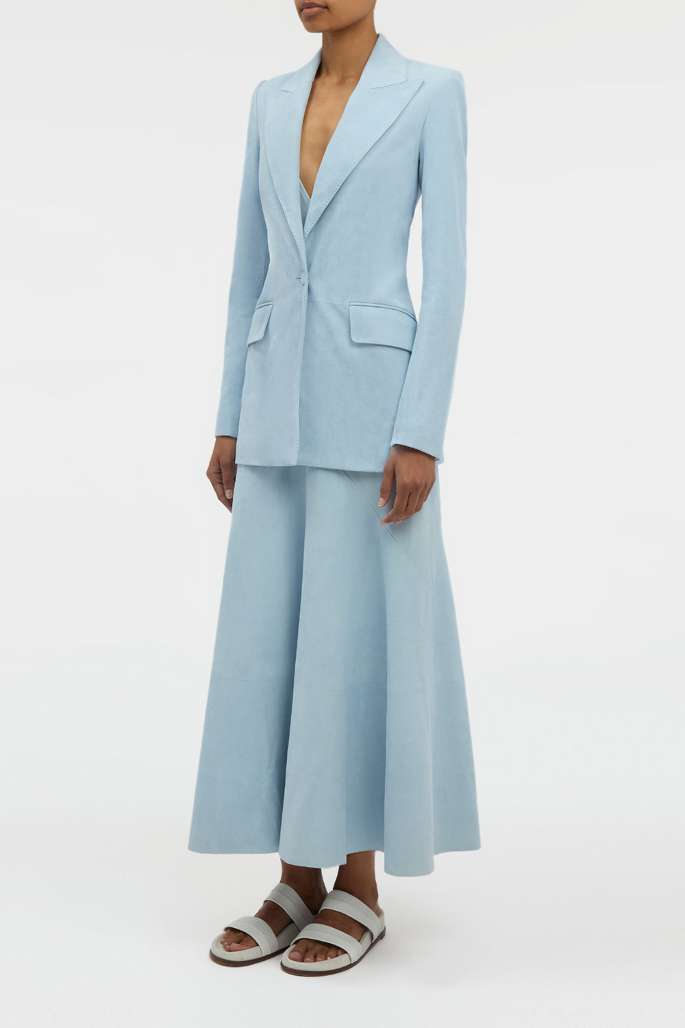 Leiva Blazer in Light Blue Suede