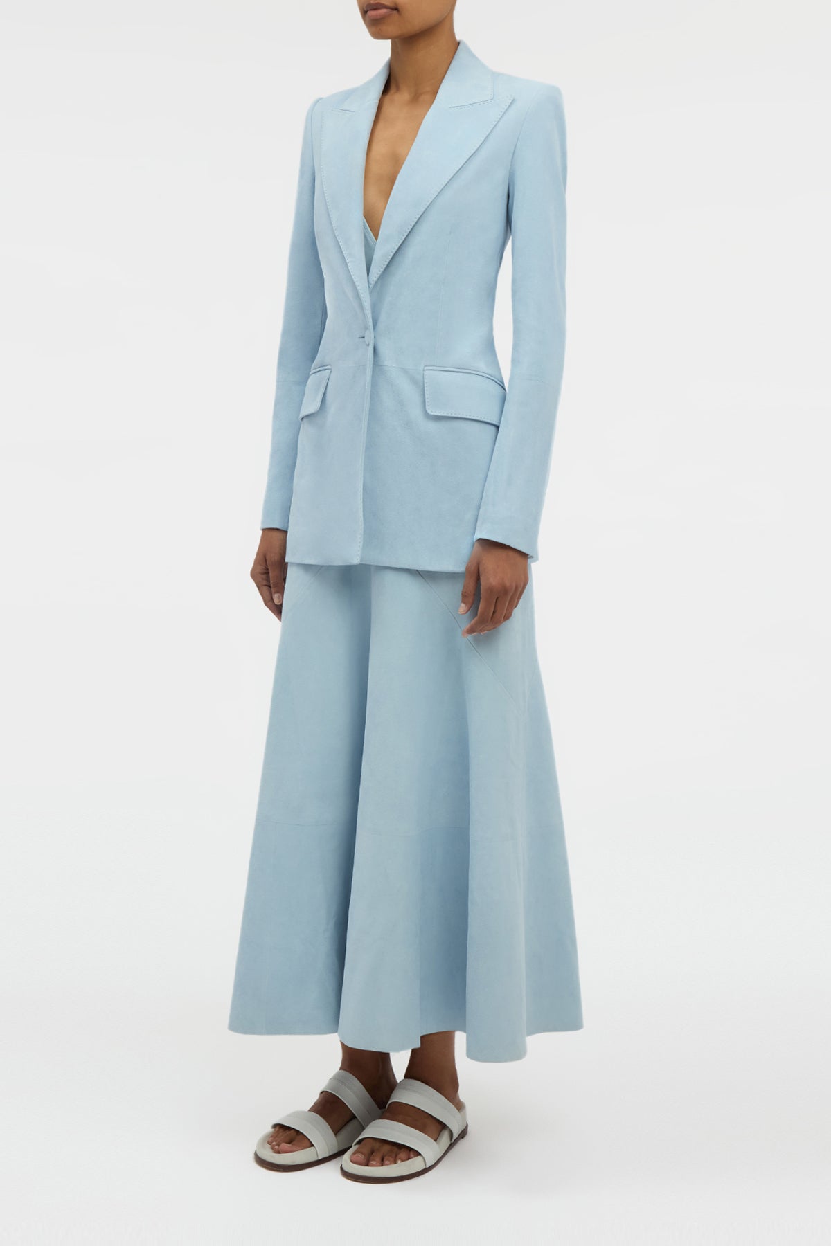 Leiva Blazer in Light Blue Suede