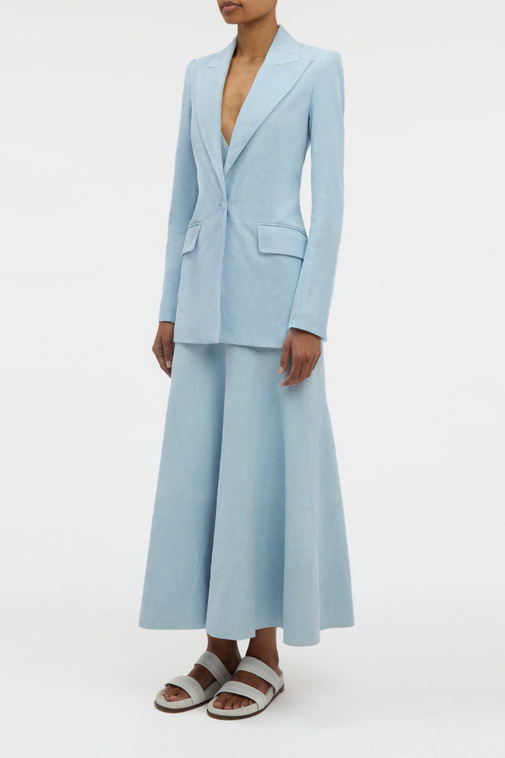 Leiva Blazer in Light Blue Suede