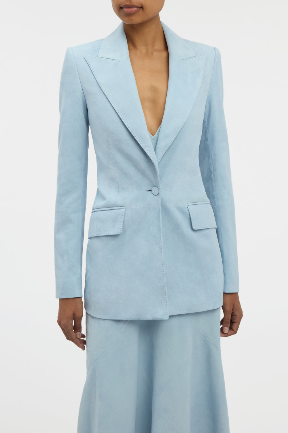 Leiva Blazer in Light Blue Suede