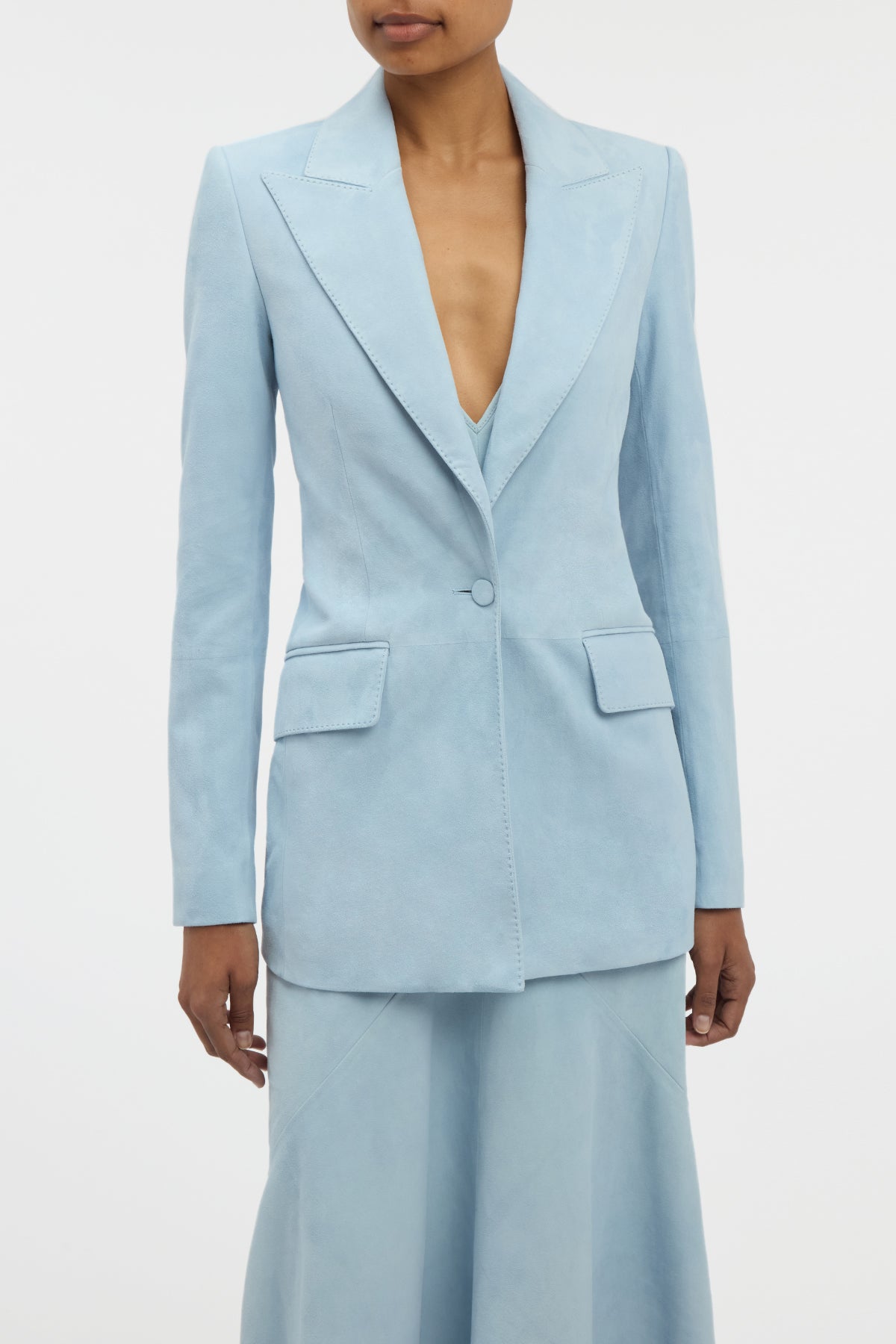 Leiva Blazer in Light Blue Suede