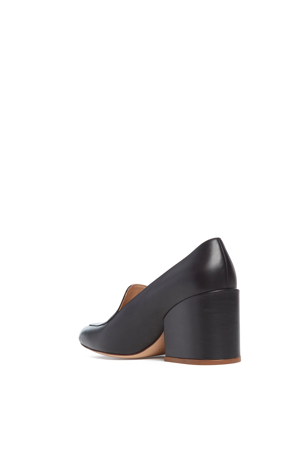 Adrian Block Heel Loafer in Black Nappa Leather