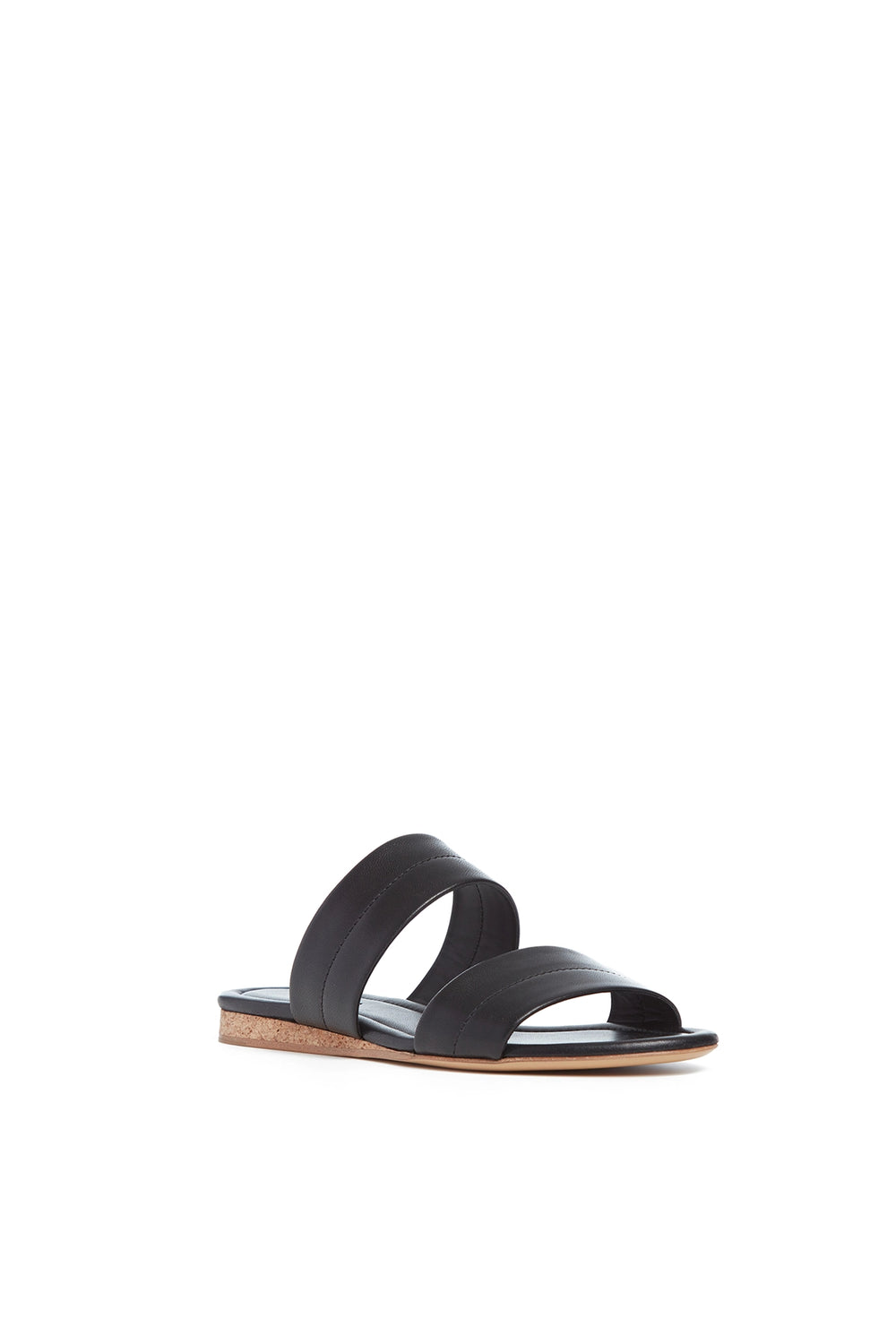 Lora Flat Sandal in Black Nappa Leather