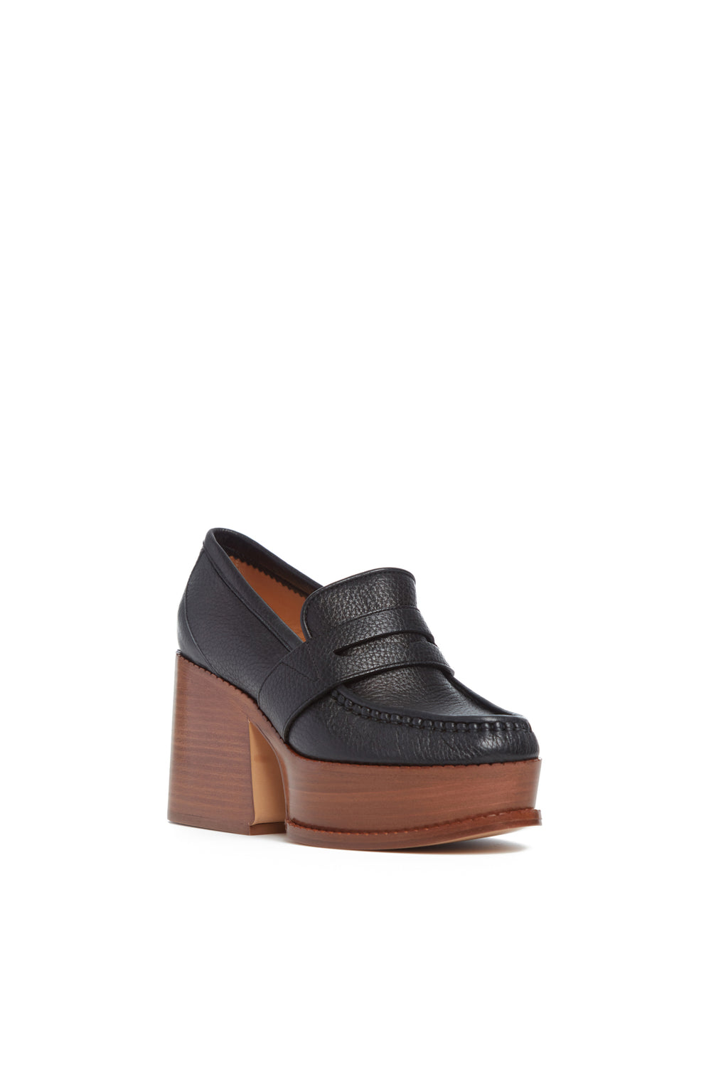 Augusta Platform Loafer in Black Leather
