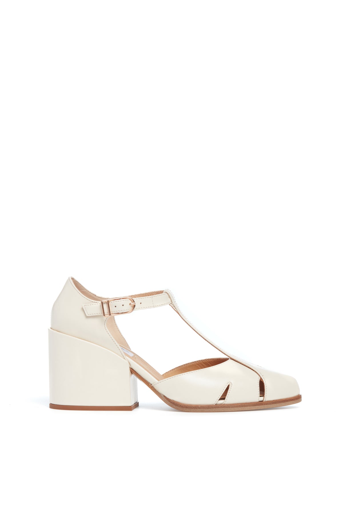Hawes Women's Cream Leather T-Strap Pump | Gabriela Hearst