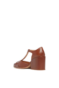 Hawes T-Strap Heel in Cognac Leather