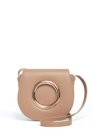 Ring Crossbody Bag in Nude Leather