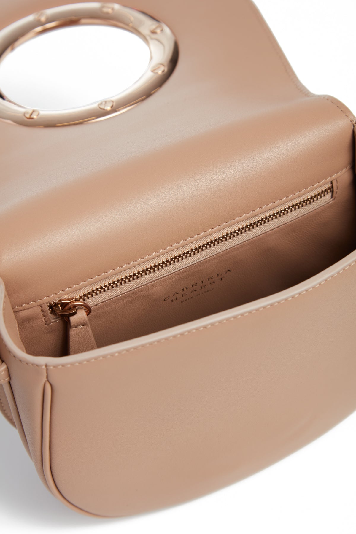 Ring Crossbody Bag in Nude Leather