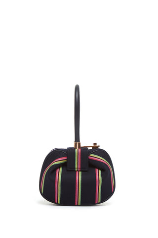 Navy Striped Demi Bag Wool Handbag - Back View Rose Gold Hardware | Gabriela Hearst