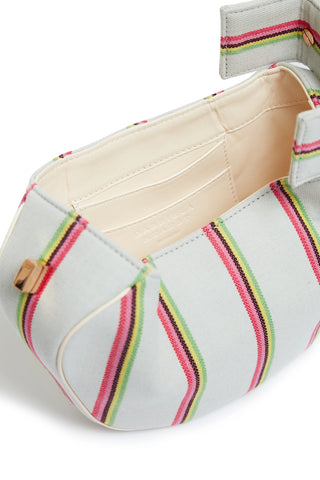 Striped Demi Bag Open Interior - Cream Nappa Leather Lining with Card Slots Detail | Gabriela Hearst