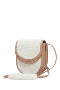 Tina Crossbody Bag in Nude Nappa Leather with Cashmere Boucle